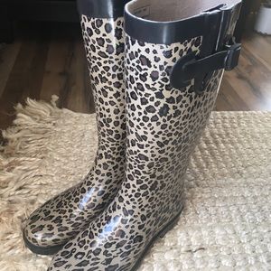 Leopard Print Rain Boots NWOT